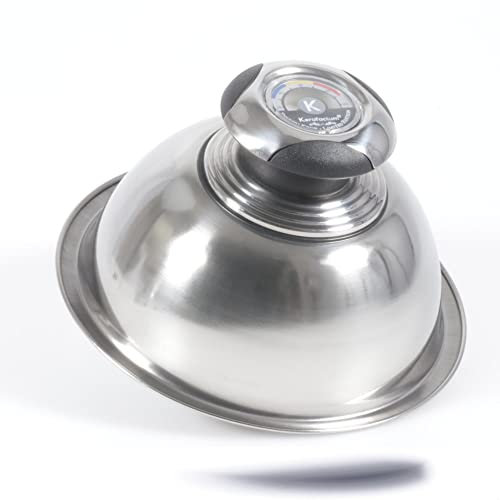 Kerafactum Abdeckhaube zum Grillen Überbacken Cheeseburger Burgerglocke Burger Glocke Cloche Burgerhaube Haube für Hamburger Steaks bringt Käse zum Schmelzen Edelstahl Plancha Deckel Thermometer
