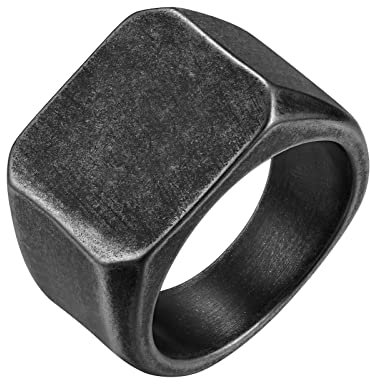 FindChic Glänzend Poliert Siegelring Quadrat Band Ring Personalisierbarer Initialenring 21.25