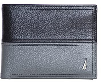 Nautica Portefeuille en Cuir à Deux Volets, Noir/Gris, Taille Unique Homme