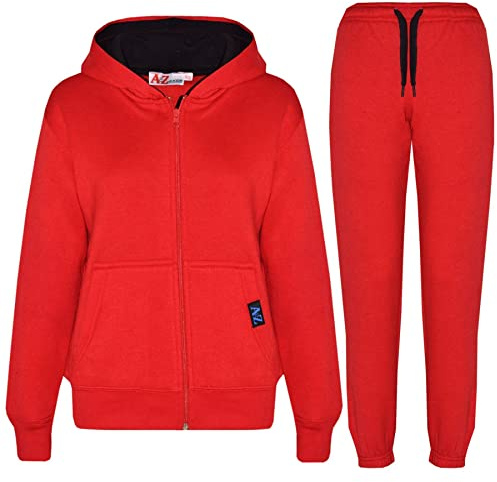 A2Z 4 Kids Plain Tracksuit Contrast - T.S Contrast Trim Red & Black 9-10.