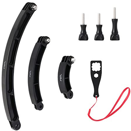 HSU 3 in 1 Curved Extension Arm Kit, Extension Pivot Arm Adjustable Monopod Bracket for GoPro Hero 12/11/10/9/8/7/6/5 Black, Session 5/4, DJI Osmo Action and More
