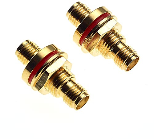 SMA-Buchse zu SMA-Buchse Panel Mount Adapter, 50 Ohm - vergoldet Messing Körper Antennenbuchse für Wireless LAN Gerät Koaxialkabel F/F Panel/Gehäuse - 2 Stück