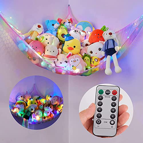 Basumee Toy Storage Hammock Stuffed Animals Net Hanging Toy Net Hammocks for Nursery Kids Room