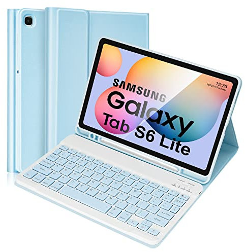 Lively Life Samsung Galaxy S6 Lite Tablet Case with Keyboard, Built-in S Pen Holder, Cover with Detachable Keyboard for Samsung Galaxy Tab S6 Lite 10.4 2020 (SM-P610/P615), 2022 (SM-P613/P619), Blue