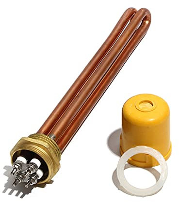 DHVIJA 1 Inch/DN25 Double U Immersion Water Heater Part 220V 3KW/6KW/9KW/12KW Copper Tube And Thread Electric Heating Element joyous (Size : 220V, Color : 6KW 250mm Copper)