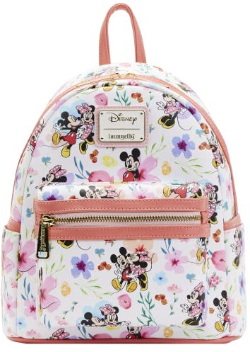 Loungefly Disney Mickey Minnie Mouse Mini Rucksack Handtasche AOP Floral, Mehrfarbig, Mini, Mini Rucksack