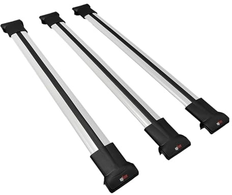 accessorypart Kompatibel mit Jeep Cherokee 3 (KJ) 2002-2007 Fly Model Relingträger Dachträger Auto Gepäckträger Grau Aluminium 3 Stangen