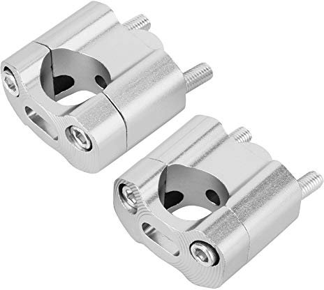 1 Pair Motorbike Handlebar Risers, CNC Aluminum Alloy Motorcycle Handlebar Riser Bar Handlebar Clamp Mount Adapter for 22mm/28mm 1/8in 7/8in Bars Clamp (Silver Color)