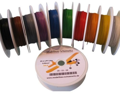 Modellbau Schönwitz 50079 Miniaturkabel Litze LIFY 0,05mm², 25 Meter Rot, für LEDs oder Lokdecoder