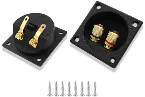 Litoexpe 2-Way Speaker Box Terminal Cup, 2.2 Inch Square Stereo Screw Cup Connectors, Home Stereo Screw Cup Connectors, Pack of 2