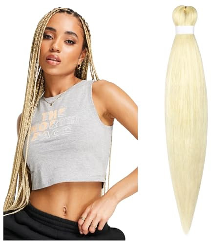 Aomig Pre-stretched Braiding, 26 Zoll Professionelle Kunstfaser Braids Haare, Pre Stretched Crochet Braiding, Hair Extensions für Haar Box Braid zum Einflechten Zöpfe (Cremefarben)