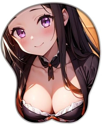 Tapis de Souris 3D Demon Slayer Kamado Nezuko - Tapis de Souris Repose-Poignet Animation Silicone Souris Pad de Souris Gaming Pad PC Portable Tapis de Bureau