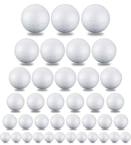 WOPPLXY 120 Stück Styroporkugeln in Einer gemischten, 6 Größen Weiße Styroporkugel für Filzen, Kunstdeko, Basteln, Party und Weihnacht Dekoration, DIY