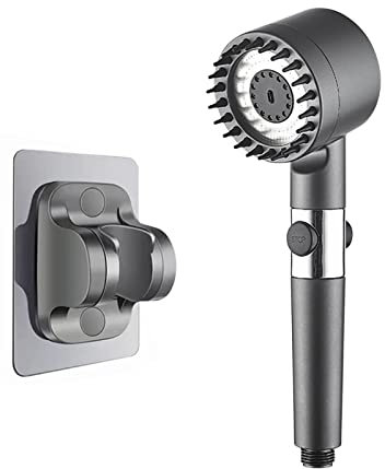 Duchas de mano para el hogar, baño, ducha sobrecargada, regadera de lluvia súper fuerte, rociador de presión ajustable, color gris_B