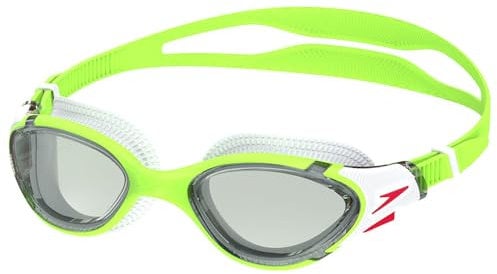 Speedo Unisex Erwachsene Biofuse 2.0 Schwimmbrille | Patentierte einfache Anpassung | Anti-Beschlag | Wasserdicht | Verbesserter Komfort Schwimmbrille, Green Fizz/Steel, Einheitsgröße