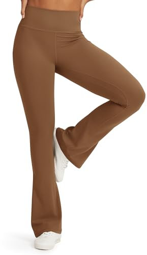 G4Free Leggings Damen Yogahose Hohe Taille Sport Leggings Hautgefühl Mini Schlaghose Bauchkontrolle Weich Sporthose für Sport Gym,Petite,Kaffee(Petite,Kaffee,M)