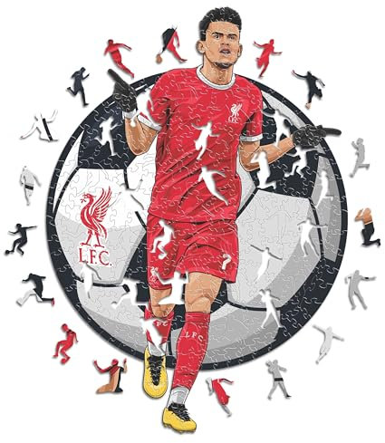 Iconic Puzzles, Luis Diaz, Liverpool, 100% ökologisch nachhaltiges Holzpuzzle mit offizieller Lizenz, Größe M, 270 Teile, Puzzle für Kinder und Erwachsene