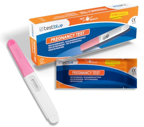 Test Blue 1 Test de Embarazo de Alta Sensibilidad: Prueba de Embarazo Test Rápido de hCG de Orina/Tira reacctiva de Embarazo