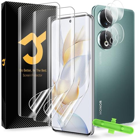 JZG 3+2 Stück folie für Honor 90 Schutzfolie[Nicht-Glas], 3 Stück Flexible TPU-Folie, 2 Stück Kameraschutz, Selbstheilung in 10 Sekunden, Passgenau Ohne Randablösung, Hüllenfreundlich