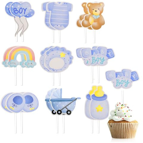 18 Stück Babyparty Tortendeko Taufe Junge Baby Cupcake Topper Blau | It's a Boy Gender Reveal PartyDeko Baby Shower Deko Boy Tortendeko Kuchen Deko Geburtstag MuffinDeko für Taufe Baby Shower