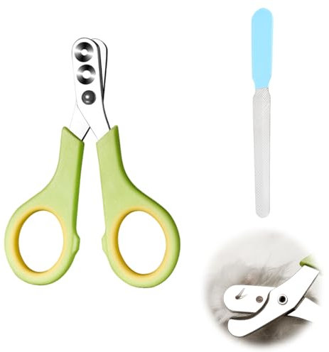 JAONLD Krallenschere Katzen mit Schutz, Katzenkrallen Schneider mit 2mm&4mm Loch, Katzen Nagelschere Profi Katzen Krallenschneider Cat Nail Clipper für Katzen, Welpen, Kaninchen Mit Datei (Grün)