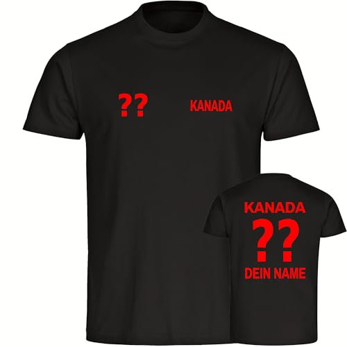 multifanshop Herren T-Shirt - Kanada - Trikot mit Namen und Nummer - Druck rot - Männer Größe L schwarz