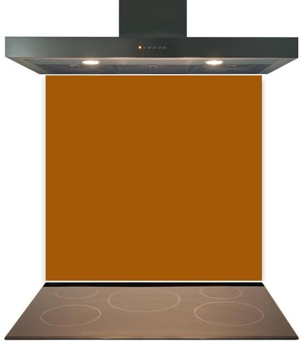 C2G Coloured Toughened Glass Splashback for Kitchen, Tempered Heat-Resistant Glass Splashbacks with Polished Edges for Cooker and Hob Backsplash (Copper, 60 x 65cm)
