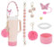 Stanley Cup Accessories Set - Water Bottle Handle Strap, Holder, Silicone Straw Covers, Keychain - 30oz, 40oz Tumbler (Pink)