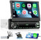 Hikity Autoradio Carplay 1 Din avec Ecran Voiture Tactile Retractable 7 Pouces Android Auto Poste Radio Voiture avec Ecran Bluetooth Main Libres avec EQ USB AUX +Caméra de Recul