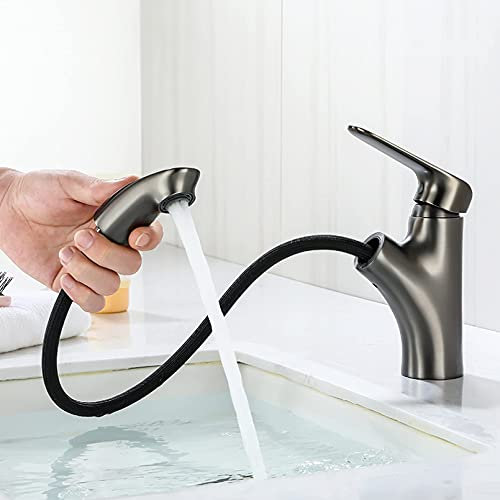 CCKUHN Wasserhähne, Wasserhahn, Küchenarmatur für die Arbeitsplatte, ausziehbarer Waschtischhahn aus Kupfer, heißes und kaltes Waschbecken, Handwaschbecken, Wasserhahn