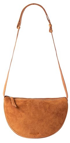 HOLZRICHTER Berlin Moon Bag No 1 - Premium Halbmond Leder-Crossbody-Tasche - Veloursleder