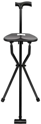 Walking Stick with Seat Folding Cane Chair, Capacity 113kg/249.12lbs Portable Elders Travel Hiking Chair Stool Tripod Light Weight Portable Travel Hiking Chair for Men and Women Walking Stick Chair fo