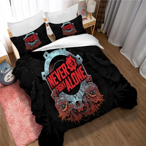Ste-X Bettbezug-Set, Wendbar, Gears of War-Bettwäsche, Steppdeckenbezüge, Kissenbezüge, Hochwertige Bettwäsche In Leinenoptik, Hochwertiger Baumwollstoff (GOW 03,220x240cm)