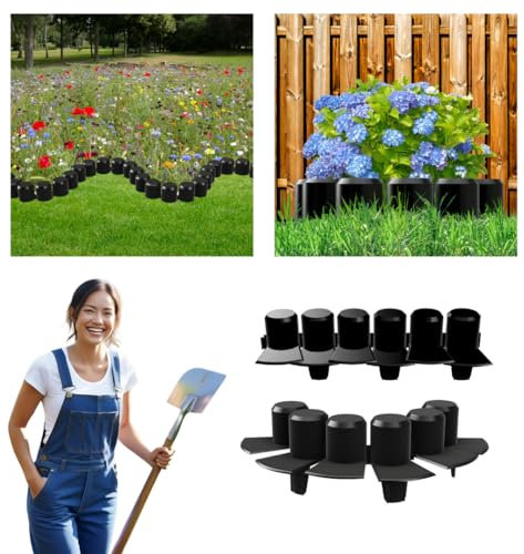 Anwicar Rasenkante Garten Palisade - Beeteinfassung aus wetterfestem Kunststoff - flexibel & langlebig - 5er-Set (2m) - einfache Montage - Schwarz