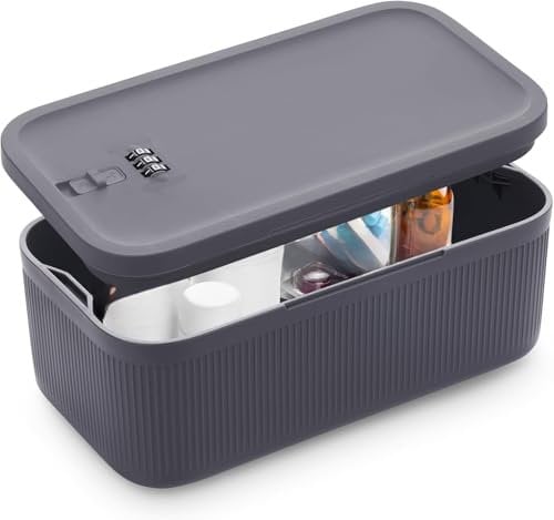 Sightday Lockable Storage Box,Medicine Storage Box,Fridge Lock Box For Kitchen/Home/School/Fridge/Personal/Travel/Office/Cell Phone(Grey)
