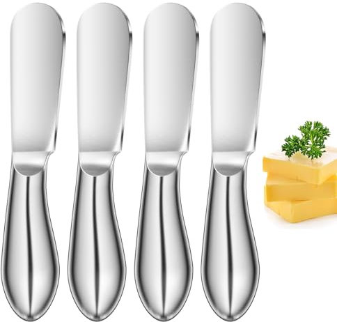 Elsrantor 4 Piezas Untador de Mantequilla, Cuchillo Pequeño para Mantequilla Untar, Untadores de Mantequilla, Espátulas Queso para Queso, para Mantequilla, Queso, Mermelada, Nata, Tarta