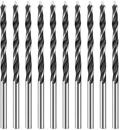 10 PCS Forets à Bois Hélicoïdaux 3mm, Meche Bois, Meche Bois Longue, Mèches Professionnelles Brad Point en Acier au Carbone pour Bois, Plastique et Caoutchouc