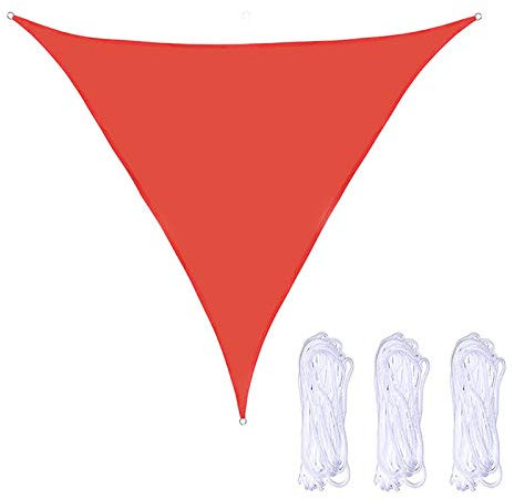 Voile d'ombrage triangulaire, résistant aux UV, imperméable et durable, tissu Oxford enduit de polyuréthane, 2 x 2 x 2 m, avec 3 cordes, pour terrasse, abri de jacuzzi pour extérieur (rouge)