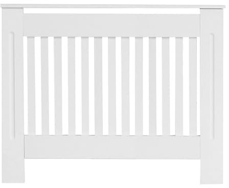 Radiator Cover Modern White Vertical Slatted Shelves MDF Cabinet Shelf for Living Room and Hallway Heating Covers