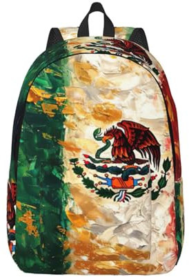 JEJEA Zaino da donna con stampa bandiera messicana americana, zaino da viaggio per laptop infermieri, zaino per il fine settimana, Nero , S