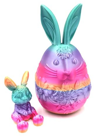 AMZLORD 3D gedruckte Ostereier mit Hasen in Ostern Überraschung Kaninchen -Eier (Gold)