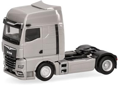 Herpa LKW Modell Man TGX GX Zugmaschine 2achs (mit Spiegelkameras), platingrau, Miniatur im Maßstab 1:87, Sammlerstück, Made in Germany, Kunststoff, Grau