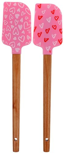 VICASKY 2 Stück Kuchenspatel Aus Silikon Mit Holzgriff Teigschaber Für Backen Und Kuchen Dekoration Antihaft 22.70 cm Für Creme Und Zuckerguss