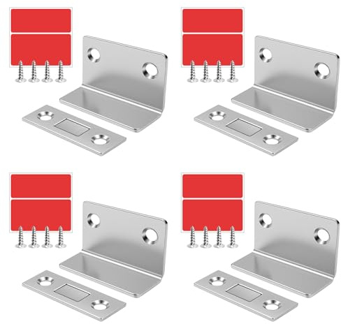 TAIVIN Iman Puerta Adhesivo,Magnéticos ultrafinos en Forma de L,Imanes Puertas Armario,Adecuado para Puertas Correderas,]Cajones, Armarios de Cocina, Dormitorios y Balcones (4x1.6cm)