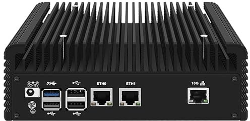 UDPTCP Mini PC senza ventola, Alder Lake N200 (fino a 3,7 GHz) NO DDR5 RAM NO M.2 NVMe SSD, firewall hardware AQC113C-B1-C 10GbE RJ45, 2x2.5GbE LAN OPNsense Appliance, AES-NI, 2HD, TF/WiFi 6,2SATA
