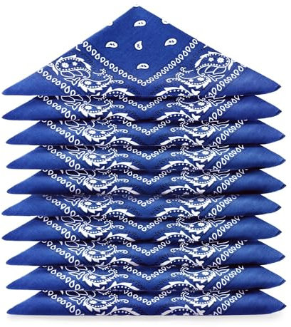 Karl Loven Bandanas 5er Pack 100% Baumwolle Paisley Halstuch Kopf Hals Schal (5er Pack, Konigsblau)