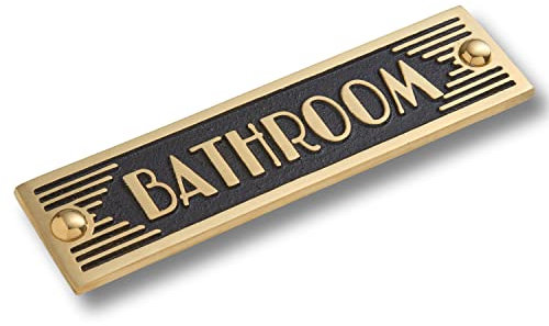 The Metal Foundry Bathroom Metal Door Sign. Art Deco Style Home Decor Accessories Door Or Wall Brass Plaque. Handmade In England.