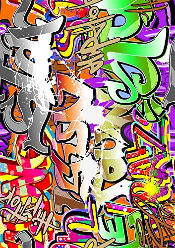 1 x A4 bedruckte Graffiti-Street-Kunst-Tapeten-Dekor-Zuckerguss-Blatt, essbarer Tortenaufsatz, dekoriertes Blatt – perfekt für große Kuchen