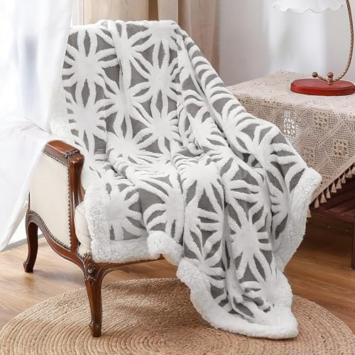 LOMAO Sherpa Fleece Blanket for Mom Cozy Soft Throw Blanket for Women Men Birthday Gifts Dual Sided Couch Sofa Bed Blanket (Grey,51x63)