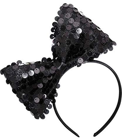 PARTY DISCOUNT Haarreif Pailletten Schleife, schwarz